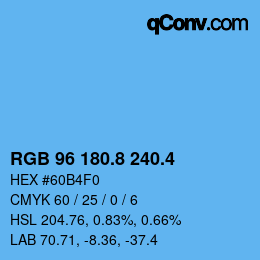 カラーコード: RGB 96 180.8 240.4 | qconv.com
