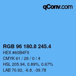 カラーコード: RGB 96 180.8 245.4 | qconv.com