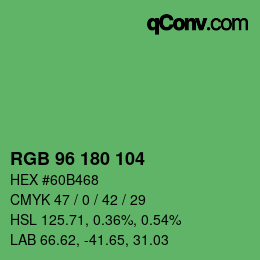 Color code: RGB 96 180 104 | qconv.com