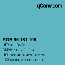 Código de color: RGB 96 181 195 | qconv.com