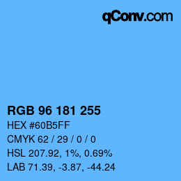 Color code: RGB 96 181 255 | qconv.com