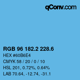 カラーコード: RGB 96 182.2 228.6 | qconv.com