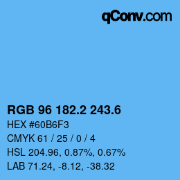 カラーコード: RGB 96 182.2 243.6 | qconv.com