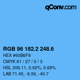 カラーコード: RGB 96 182.2 248.6 | qconv.com