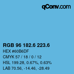 カラーコード: RGB 96 182.6 223.6 | qconv.com