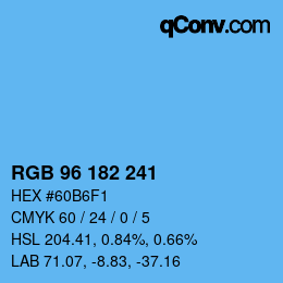 颜色代码: RGB 96 182 241 | qconv.com