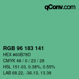 Color code: RGB 96 183 141 | qconv.com