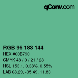 カラーコード: RGB 96 183 144 | qconv.com