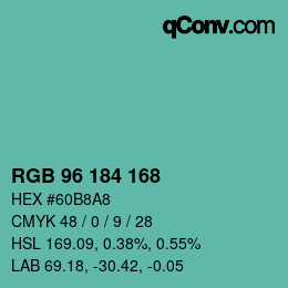 Código de color: RGB 96 184 168 | qconv.com