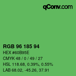 Color code: RGB 96 185 94 | qconv.com