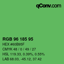 Farbcode: RGB 96 185 95 | qconv.com