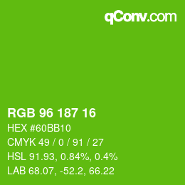 Color code: RGB 96 187 16 | qconv.com