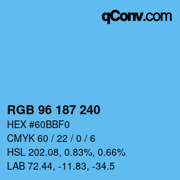 颜色代码: RGB 96 187 240 | qconv.com