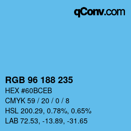 Farbcode: RGB 96 188 235 | qconv.com