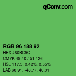 カラーコード: RGB 96 188 92 | qconv.com