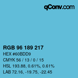 Color code: RGB 96 189 217 | qconv.com