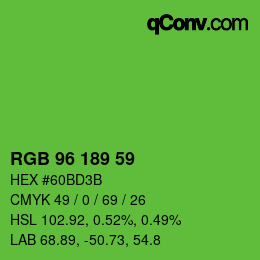 カラーコード: RGB 96 189 59 | qconv.com