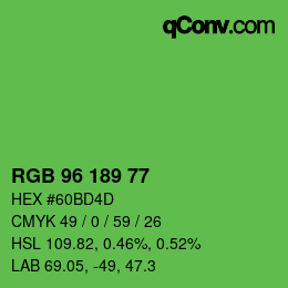 Color code: RGB 96 189 77 | qconv.com