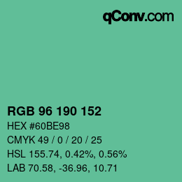 Color code: RGB 96 190 152 | qconv.com