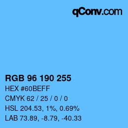 Color code: RGB 96 190 255 | qconv.com