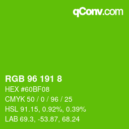 颜色代码: RGB 96 191 8 | qconv.com