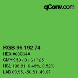 カラーコード: RGB 96 192 74 | qconv.com