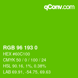 カラーコード: RGB 96 193 0 | qconv.com