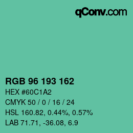 Color code: RGB 96 193 162 | qconv.com