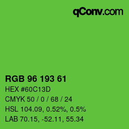 Color code: RGB 96 193 61 | qconv.com