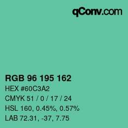 Color code: RGB 96 195 162 | qconv.com