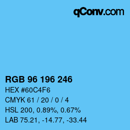 颜色代码: RGB 96 196 246 | qconv.com