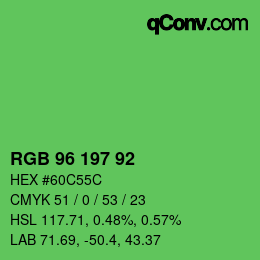 カラーコード: RGB 96 197 92 | qconv.com