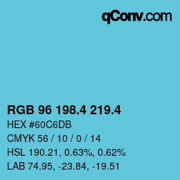 カラーコード: RGB 96 198.4 219.4 | qconv.com