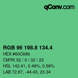 カラーコード: RGB 96 198.8 134.4 | qconv.com