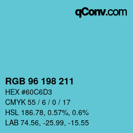 Color code: RGB 96 198 211 | qconv.com