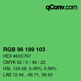 Color code: RGB 96 199 103 | qconv.com