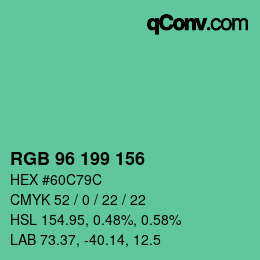 Color code: RGB 96 199 156 | qconv.com