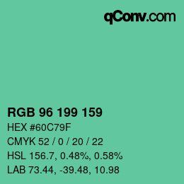 Color code: RGB 96 199 159 | qconv.com