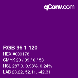 Color code: RGB 96 1 120 | qconv.com