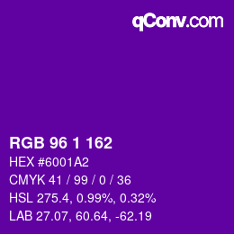 颜色代码: RGB 96 1 162 | qconv.com