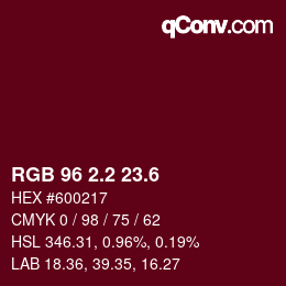 カラーコード: RGB 96 2.2 23.6 | qconv.com