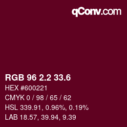 カラーコード: RGB 96 2.2 33.6 | qconv.com