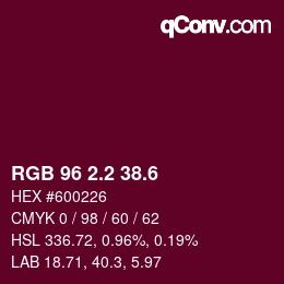 カラーコード: RGB 96 2.2 38.6 | qconv.com