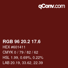 カラーコード: RGB 96 20.2 17.6 | qconv.com