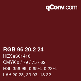 カラーコード: RGB 96 20.2 24 | qconv.com