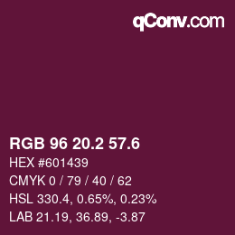 カラーコード: RGB 96 20.2 57.6 | qconv.com