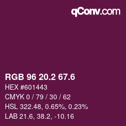 カラーコード: RGB 96 20.2 67.6 | qconv.com