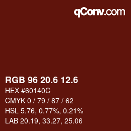 カラーコード: RGB 96 20.6 12.6 | qconv.com
