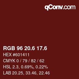 カラーコード: RGB 96 20.6 17.6 | qconv.com