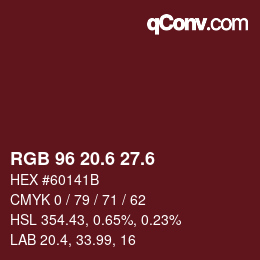 カラーコード: RGB 96 20.6 27.6 | qconv.com